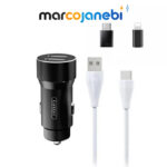 شارژر فندکی ارلدام مدل ES-CC4 به همراه کابل تبدیل microUSB/ لایتنینگ/ USB-C